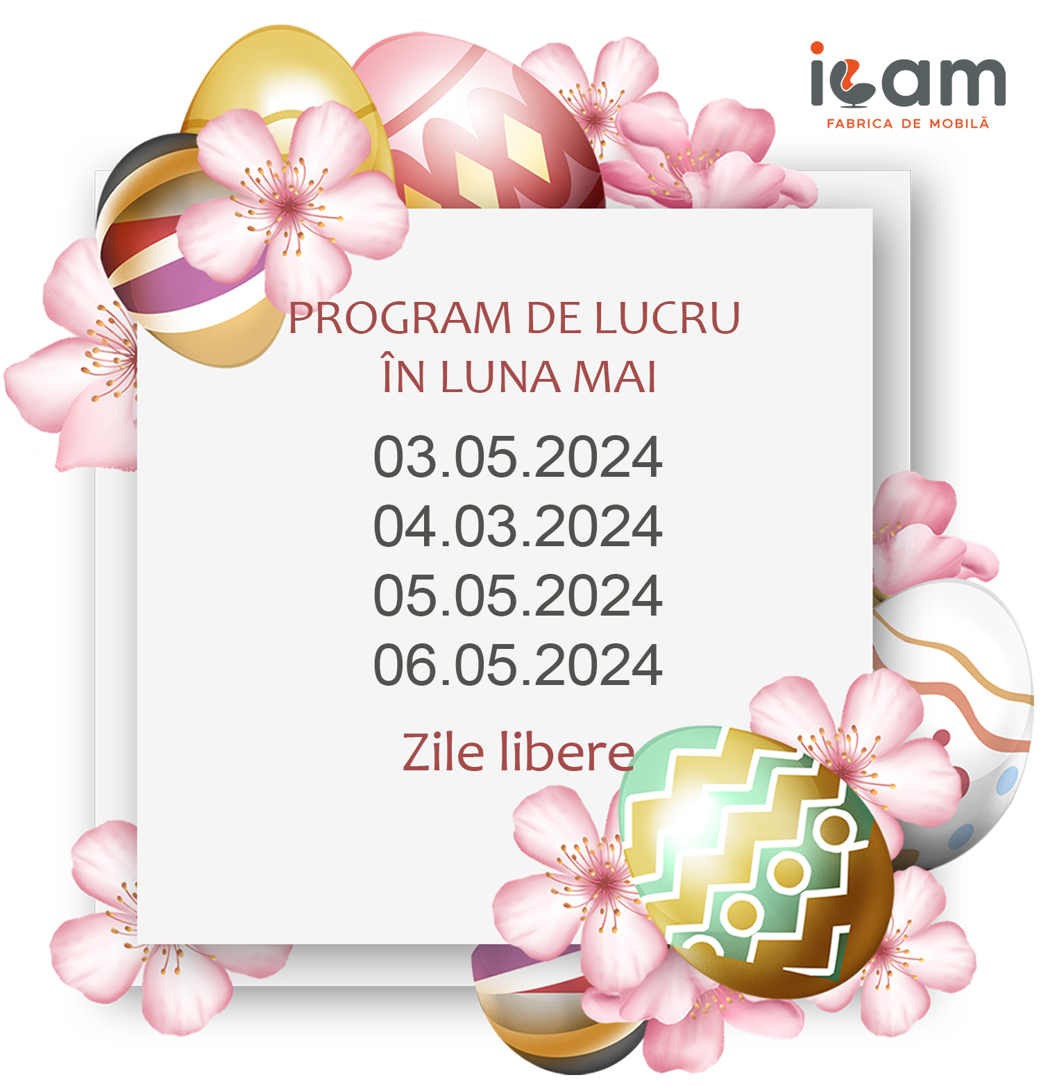 Programul de lucru  în luna mai