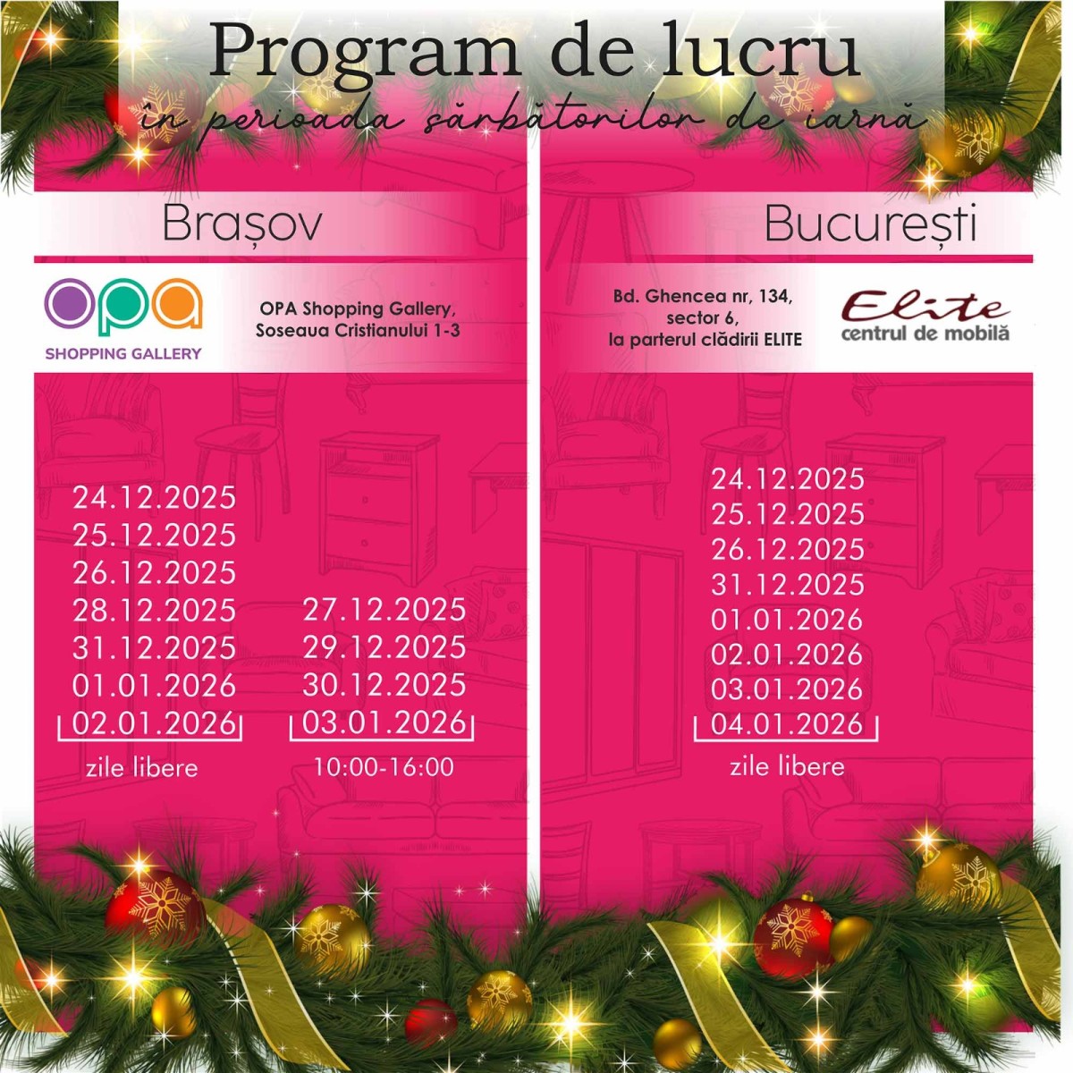 Program de Sărbători ICAM