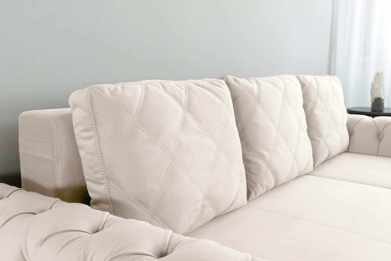 Colțar LUXURY 2, cu ladă de depozitare, 2500x1800x850 mm, suprafața dormit 2000x1600 mm.