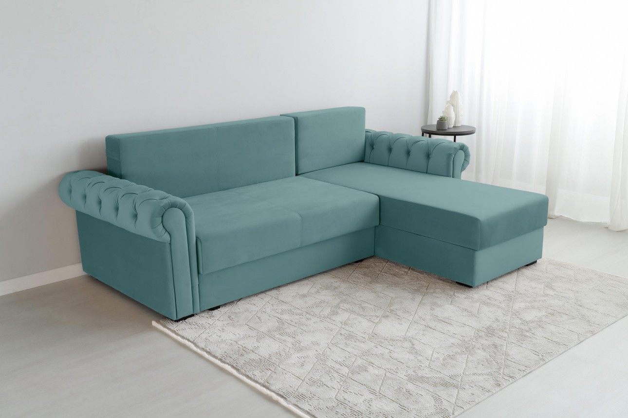 Colțar LUXURY 2, cu ladă de depozitare, 2500x1800x850 mm, suprafața dormit 2000x1600 mm.