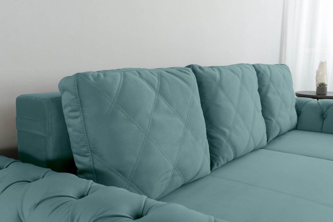 Colțar LUXURY 2, cu ladă de depozitare, 2500x1800x850 mm, suprafața dormit 2000x1600 mm.