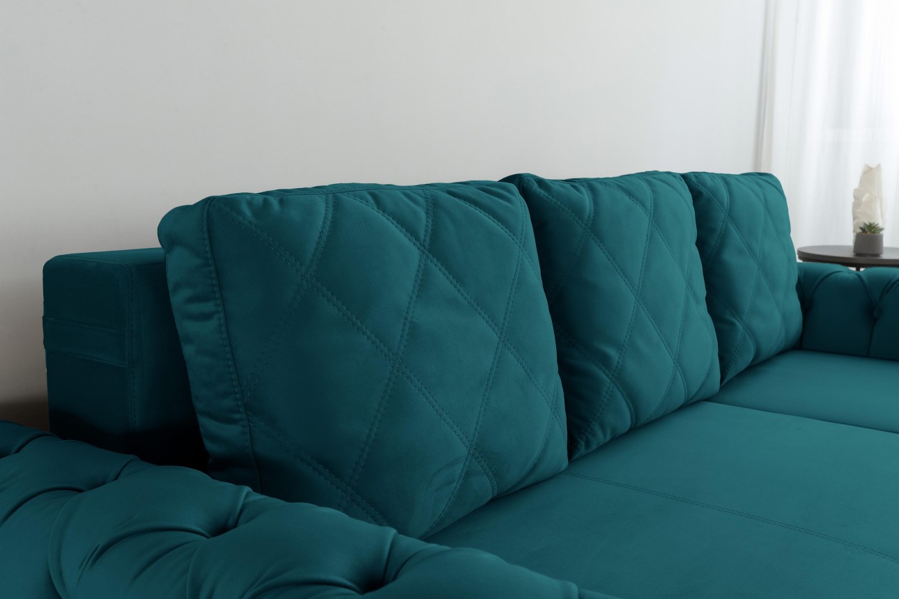 Colțar LUXURY 2, cu ladă de depozitare, 2500x1800x850 mm, suprafața dormit 2000x1600 mm.