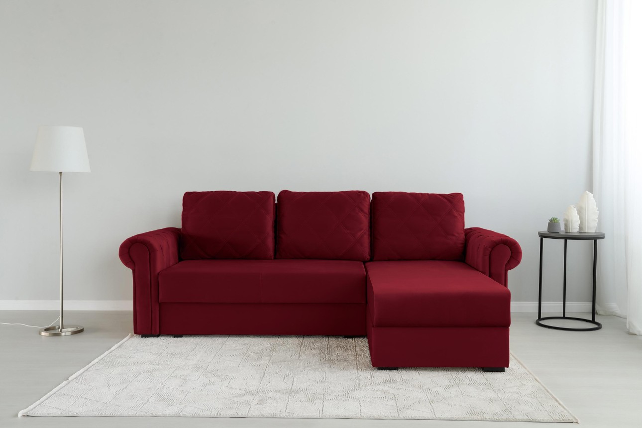 Colțar LUXURY 2, cu ladă de depozitare, 2500x1800x850 mm, suprafața dormit 2000x1600 mm.