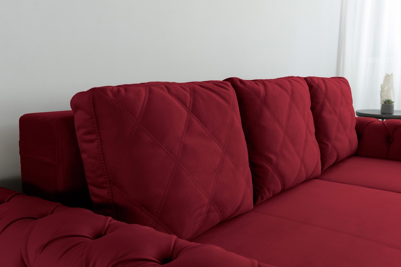 Colțar LUXURY 2, cu ladă de depozitare, 2500x1800x850 mm, suprafața dormit 2000x1600 mm.