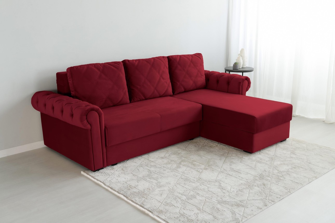 Colțar LUXURY 2, cu ladă de depozitare, 2500x1800x850 mm, suprafața dormit 2000x1600 mm.