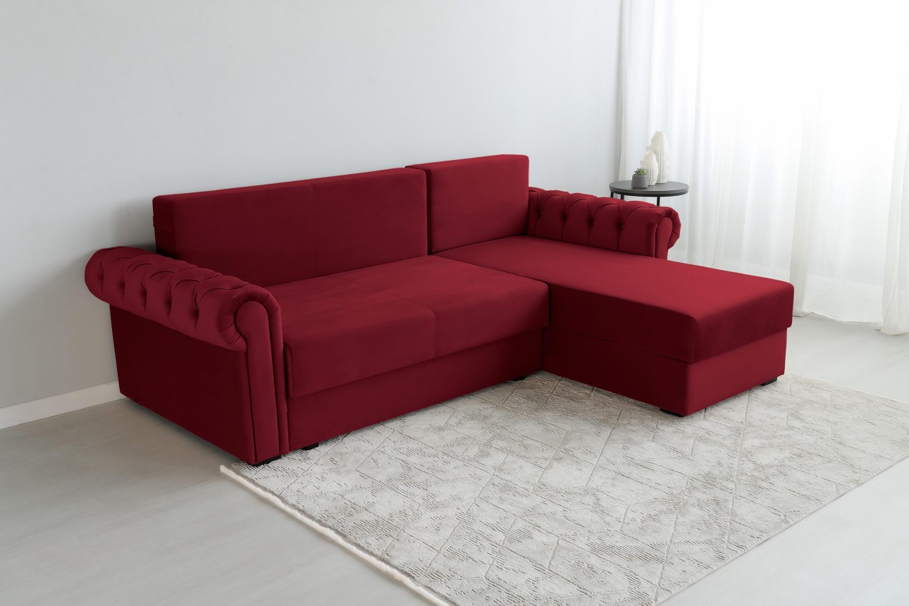 Colțar LUXURY 2, cu ladă de depozitare, 2500x1800x850 mm, suprafața dormit 2000x1600 mm.