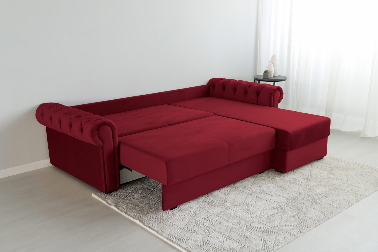 Colțar LUXURY 2, cu ladă de depozitare, 2500x1800x850 mm, suprafața dormit 2000x1600 mm.