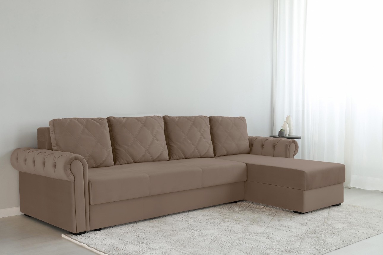Colțar LUXURY 3, cu ladă de depozitare, 3150x1800x850 mm, suprafața dormit 2630x1600 mm.