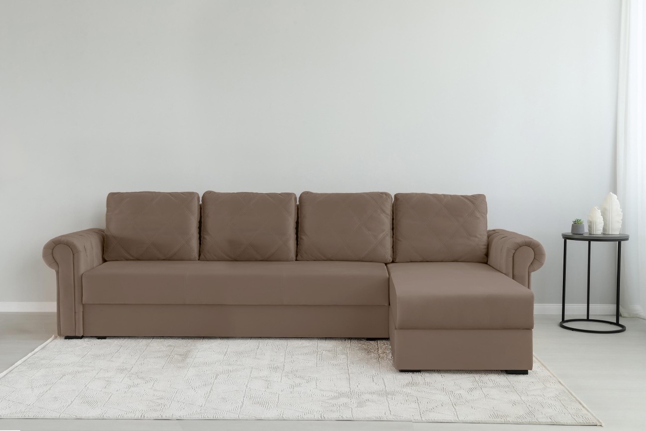 Colțar LUXURY 3, cu ladă de depozitare, 3150x1800x850 mm, suprafața dormit 2630x1600 mm.