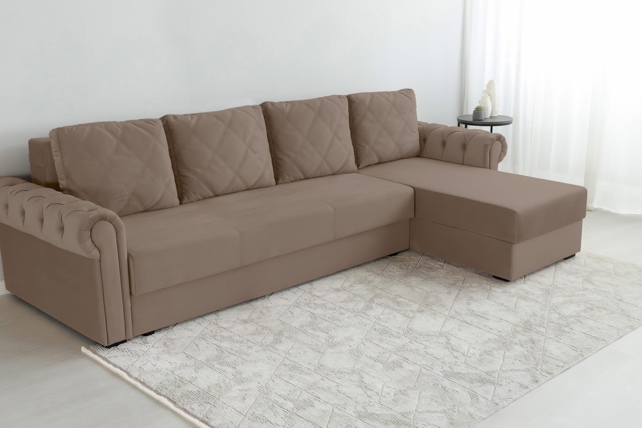 Colțar LUXURY 3, cu ladă de depozitare, 3150x1800x850 mm, suprafața dormit 2630x1600 mm.