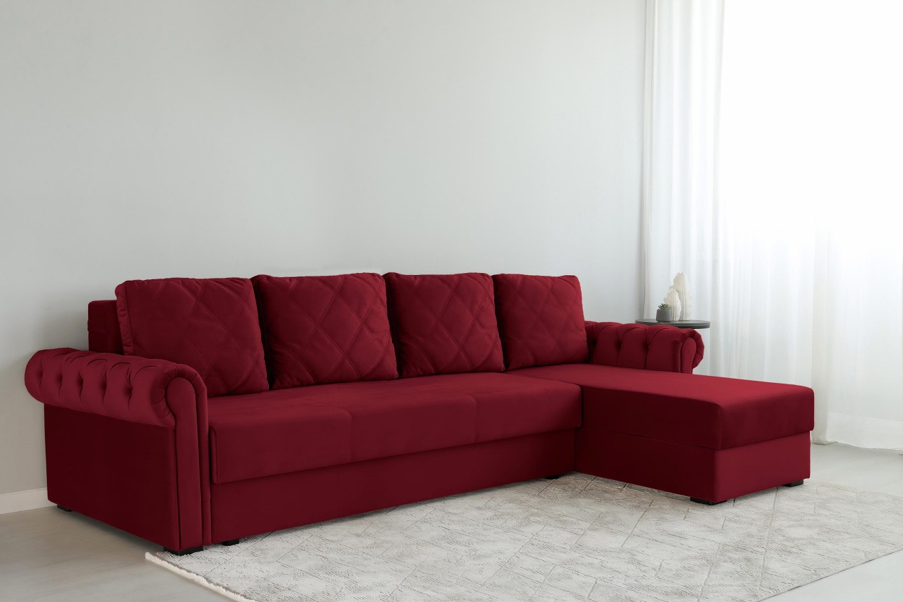 Colțar LUXURY 3, cu ladă de depozitare, 3150x1800x850 mm, suprafața dormit 2630x1600 mm.