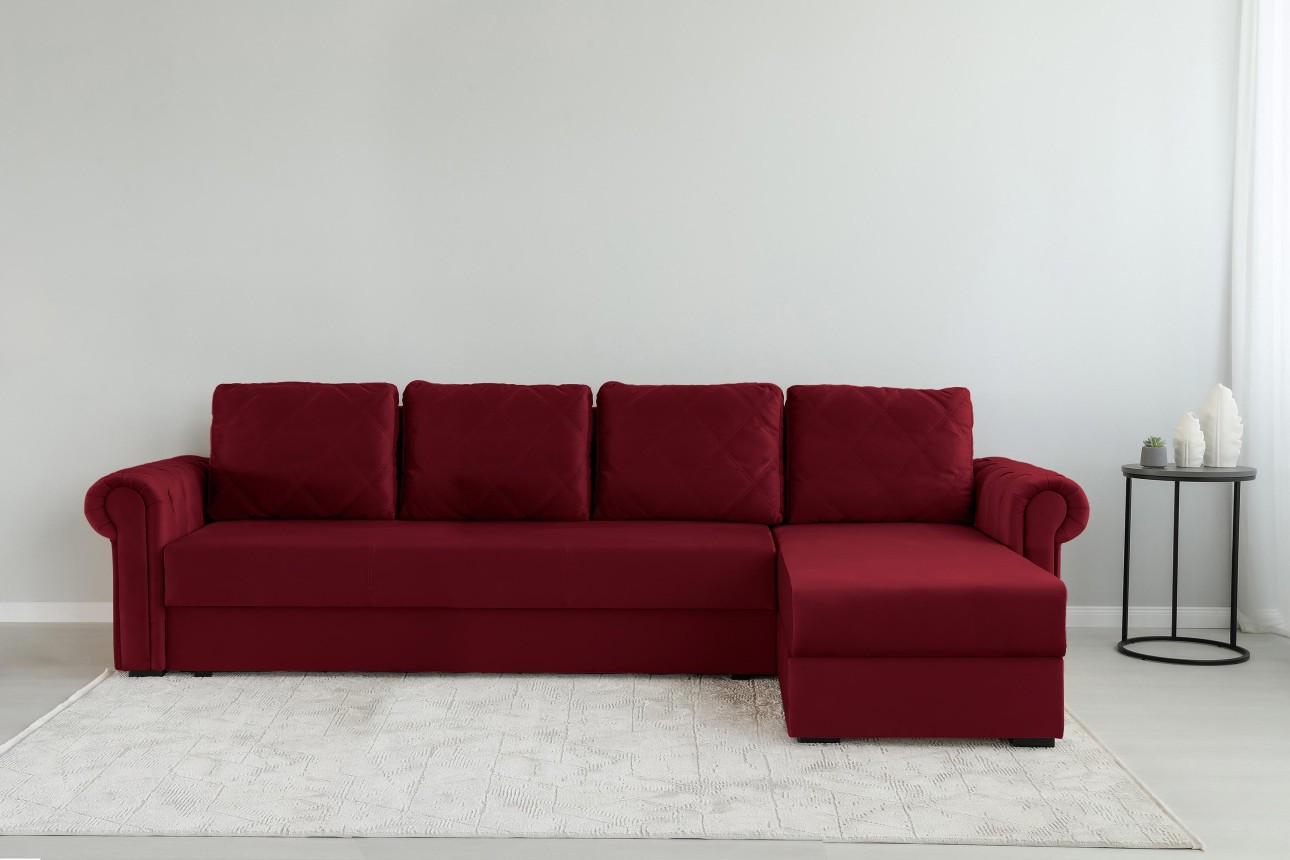 Colțar LUXURY 3, cu ladă de depozitare, 3150x1800x850 mm, suprafața dormit 2630x1600 mm.