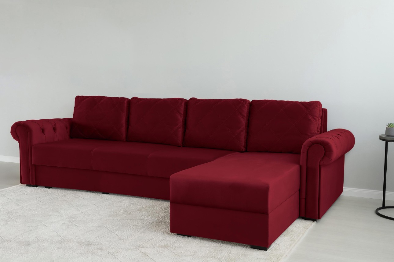 Colțar LUXURY 3, cu ladă de depozitare, 3150x1800x850 mm, suprafața dormit 2630x1600 mm.