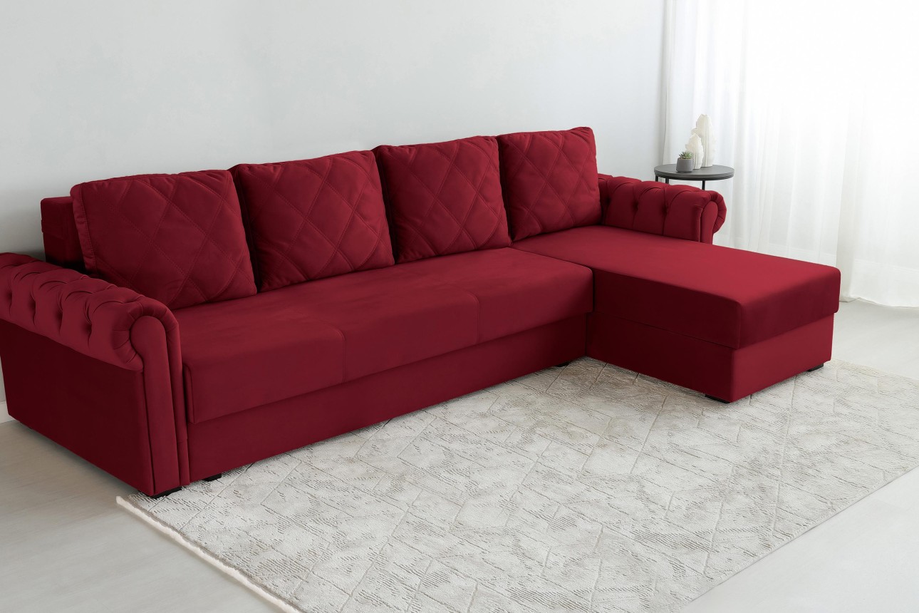 Colțar LUXURY 3, cu ladă de depozitare, 3150x1800x850 mm, suprafața dormit 2630x1600 mm.
