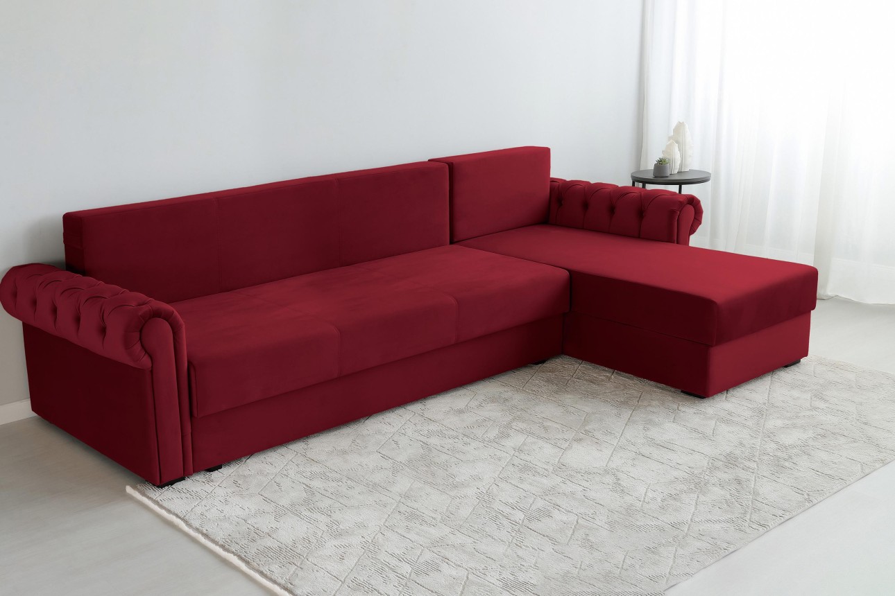 Colțar LUXURY 3, cu ladă de depozitare, 3150x1800x850 mm, suprafața dormit 2630x1600 mm.