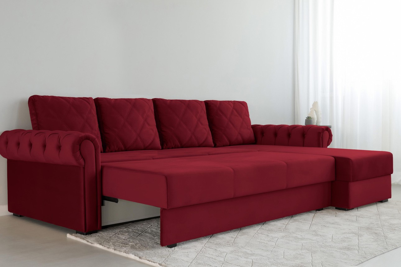 Colțar LUXURY 3, cu ladă de depozitare, 3150x1800x850 mm, suprafața dormit 2630x1600 mm.