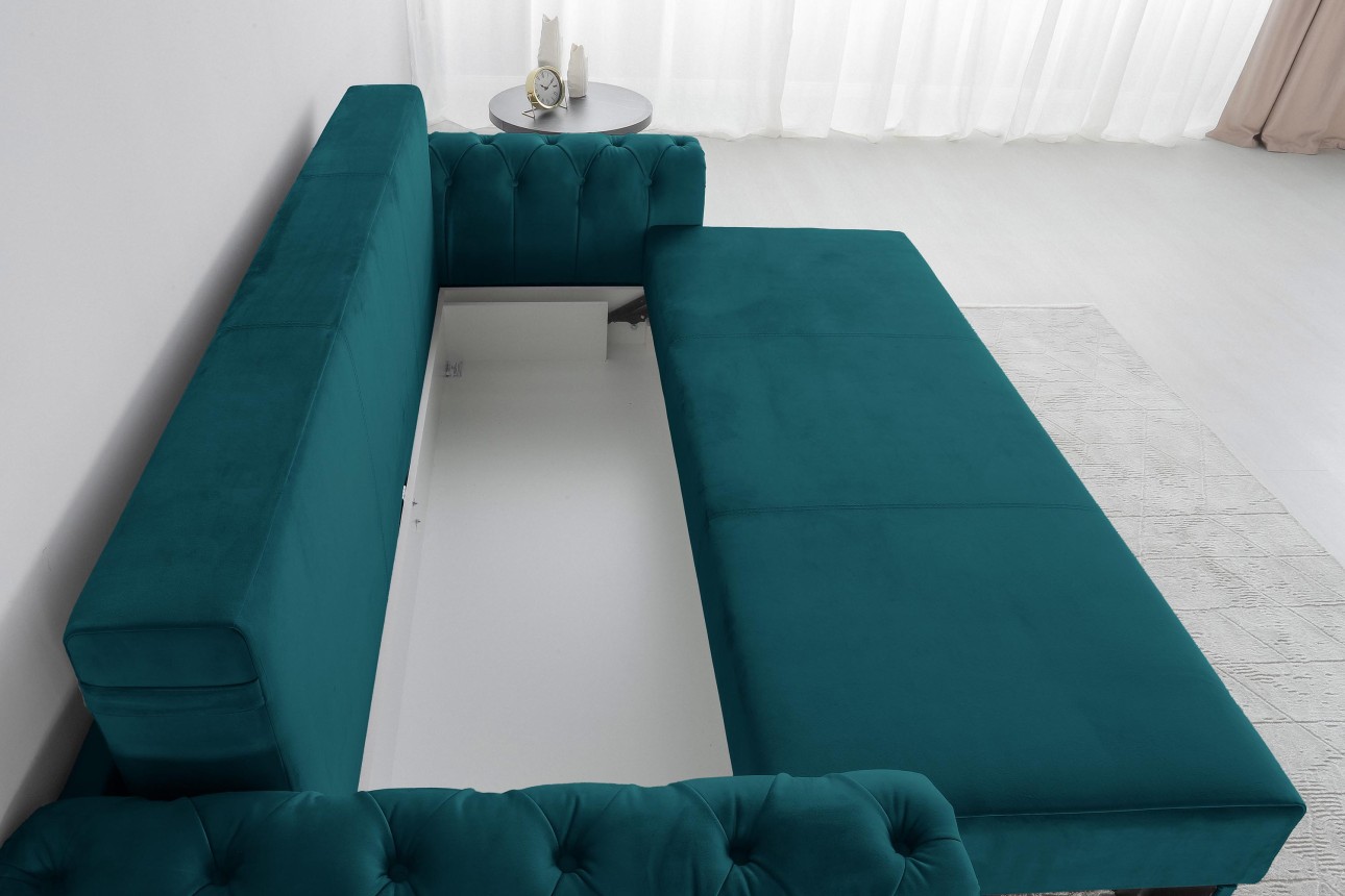 Canapea extensibilă LUXURY, cu ladă de depozitare, 2450x1060x850, suprafața dormit 1960x1600
