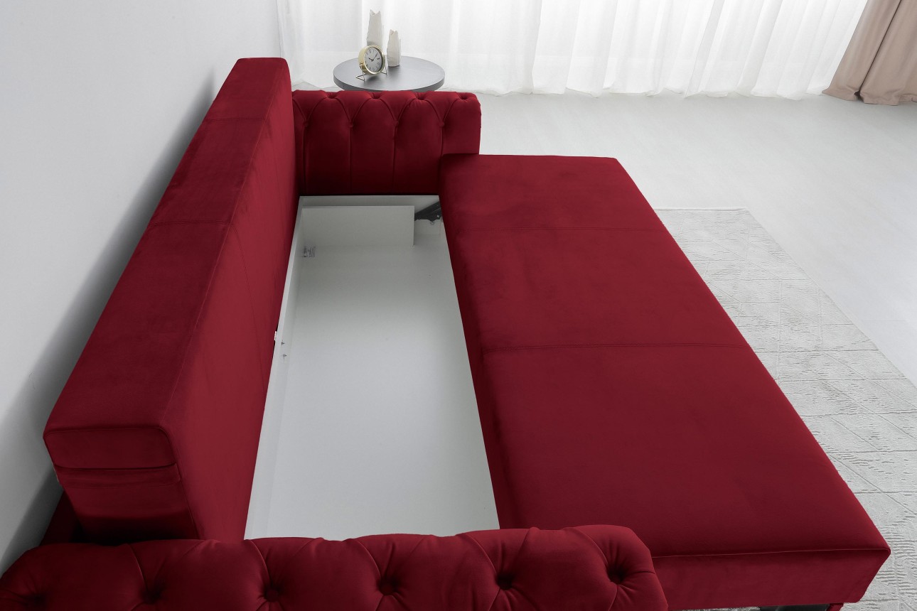 Canapea extensibilă LUXURY, cu ladă de depozitare, 2450x1060x850, suprafața dormit 1960x1600