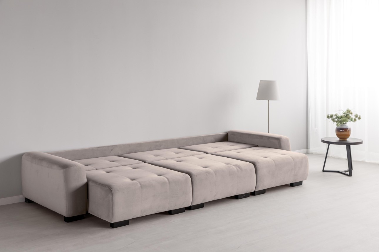Canapea modulară KING 3 (1000), cu lada depozitare, 3570x1200x750 mm, spațiu de dormit 3050x1600 mm.