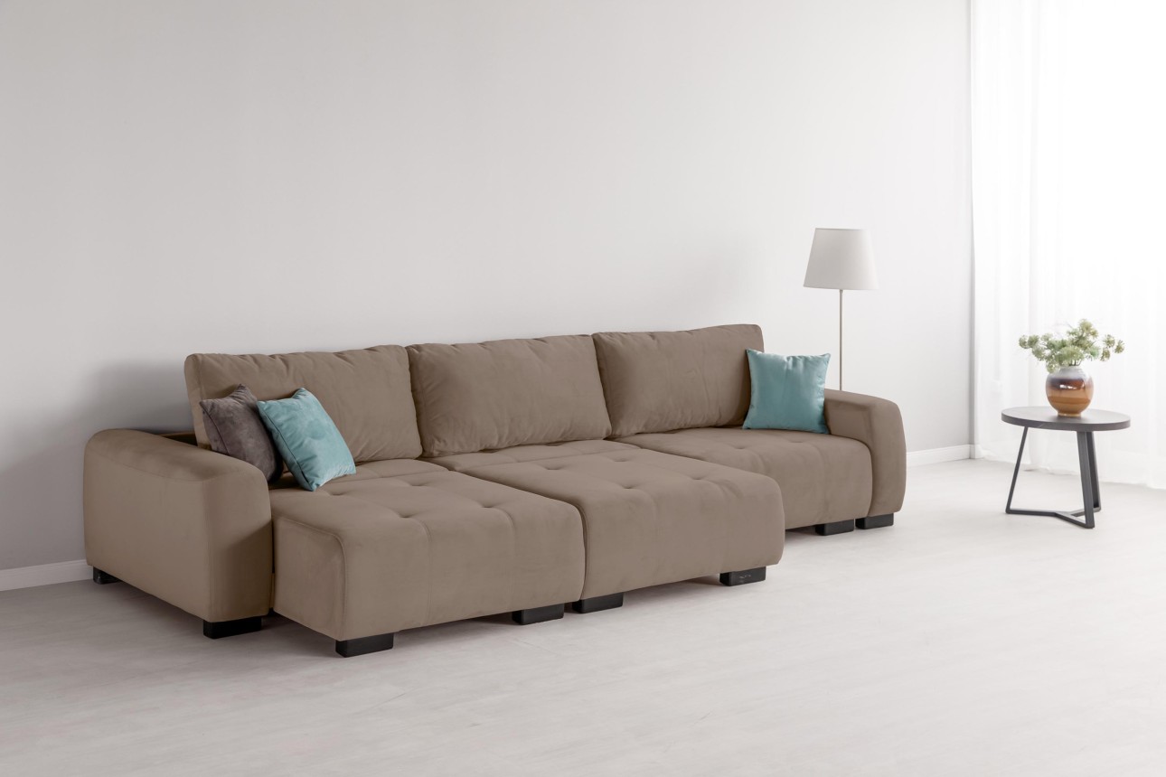 Canapea modulară KING 3 (1000), cu lada depozitare, 3570x1200x750 mm, spațiu de dormit 3050x1600 mm.