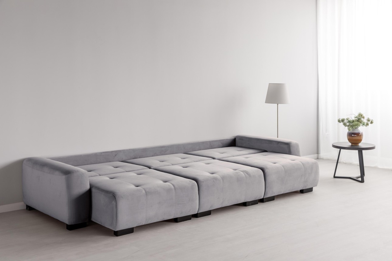 Canapea modulară KING 3 (1000), cu lada depozitare, 3570x1200x750 mm, spațiu de dormit 3050x1600 mm.