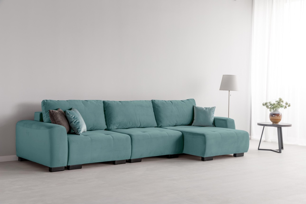 Canapea modulară KING 3 (1000), cu lada depozitare, 3570x1200x750 mm, spațiu de dormit 3050x1600 mm.