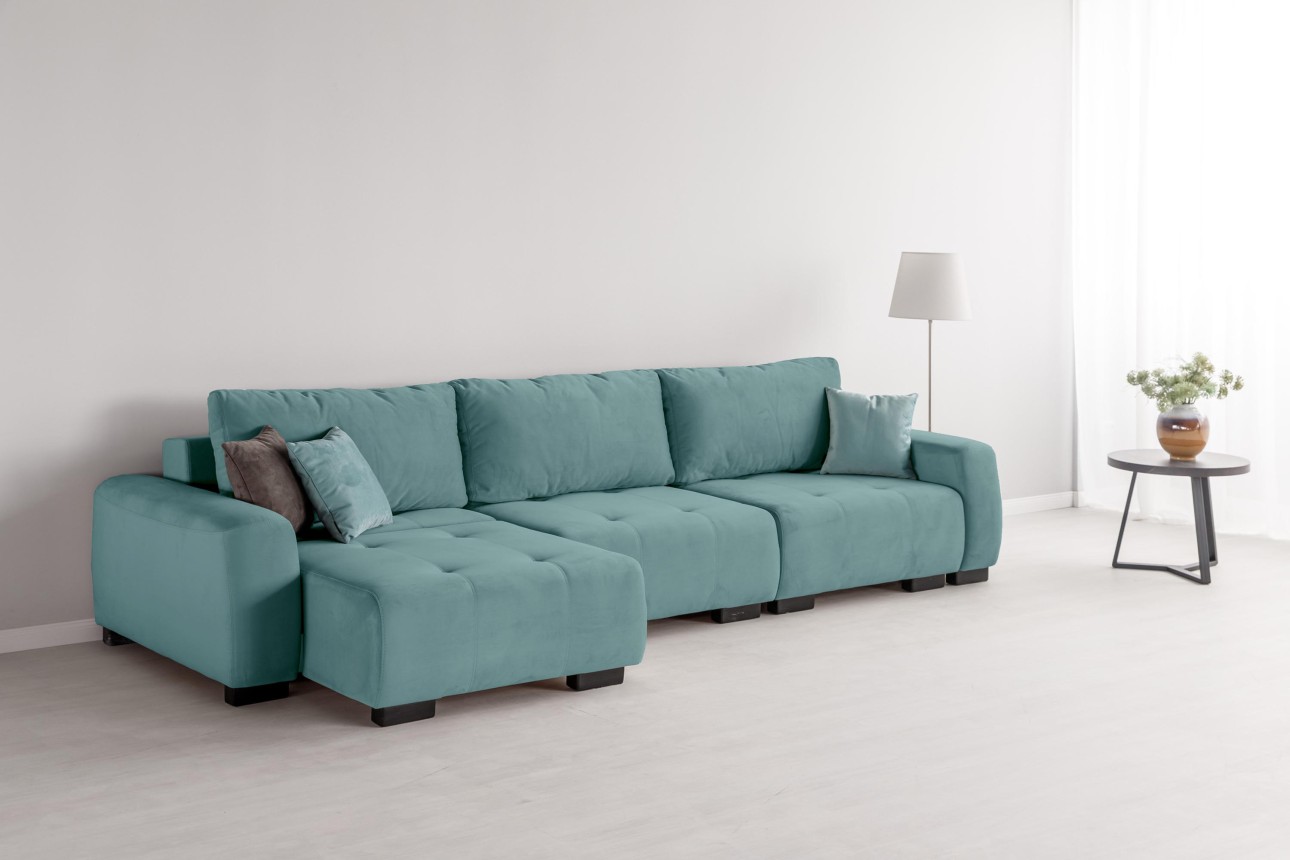 Canapea modulară KING 3 (1000), cu lada depozitare, 3570x1200x750 mm, spațiu de dormit 3050x1600 mm.