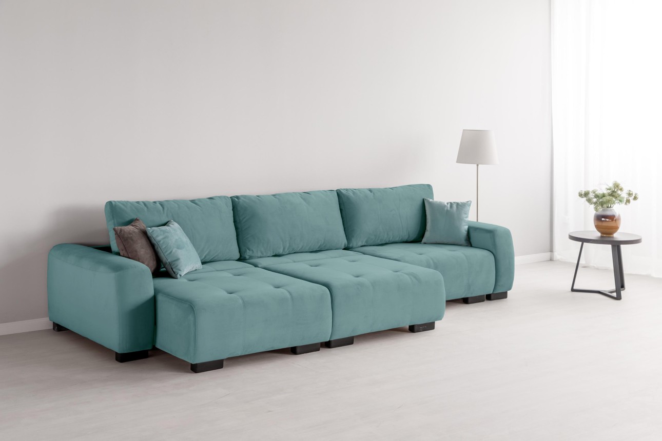 Canapea modulară KING 3 (1000), cu lada depozitare, 3570x1200x750 mm, spațiu de dormit 3050x1600 mm.