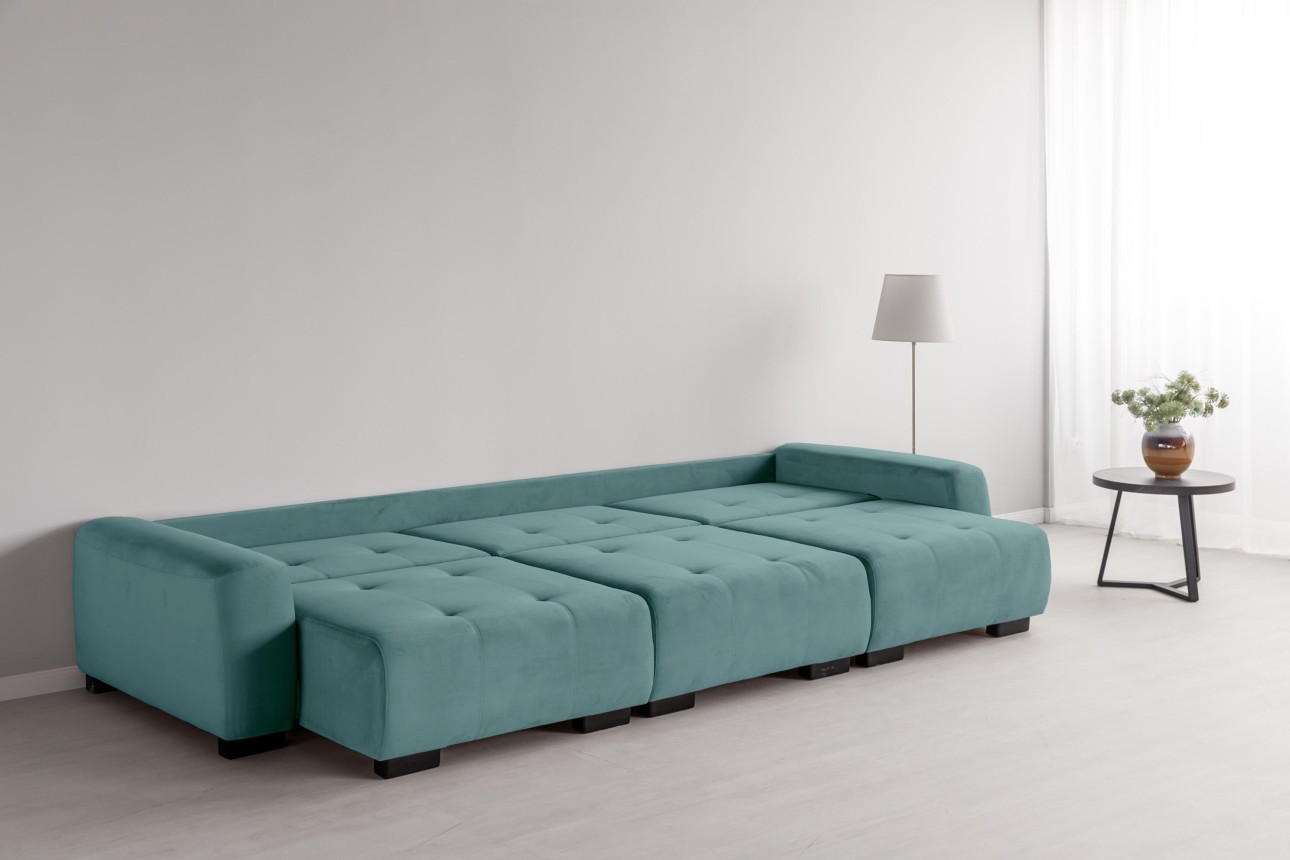 Canapea modulară KING 3 (1000), cu lada depozitare, 3570x1200x750 mm, spațiu de dormit 3050x1600 mm.