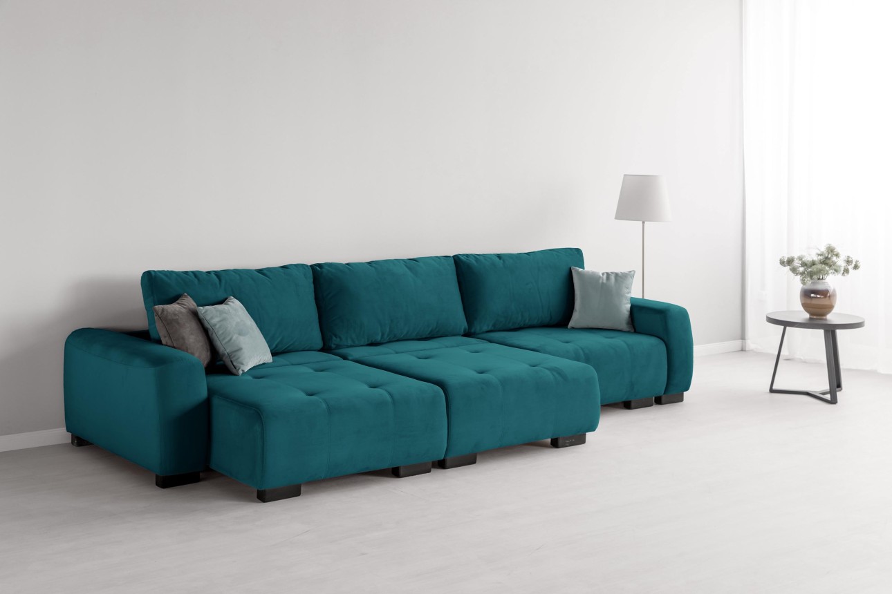 Canapea modulară KING 3 (1000), cu lada depozitare, 3570x1200x750 mm, spațiu de dormit 3050x1600 mm.