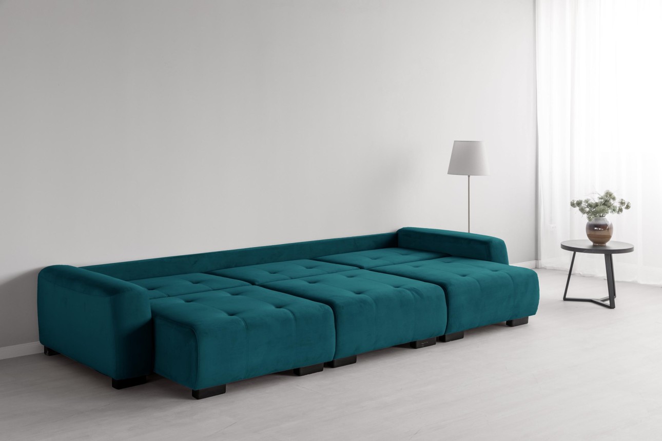 Canapea modulară KING 3 (1000), cu lada depozitare, 3570x1200x750 mm, spațiu de dormit 3050x1600 mm.