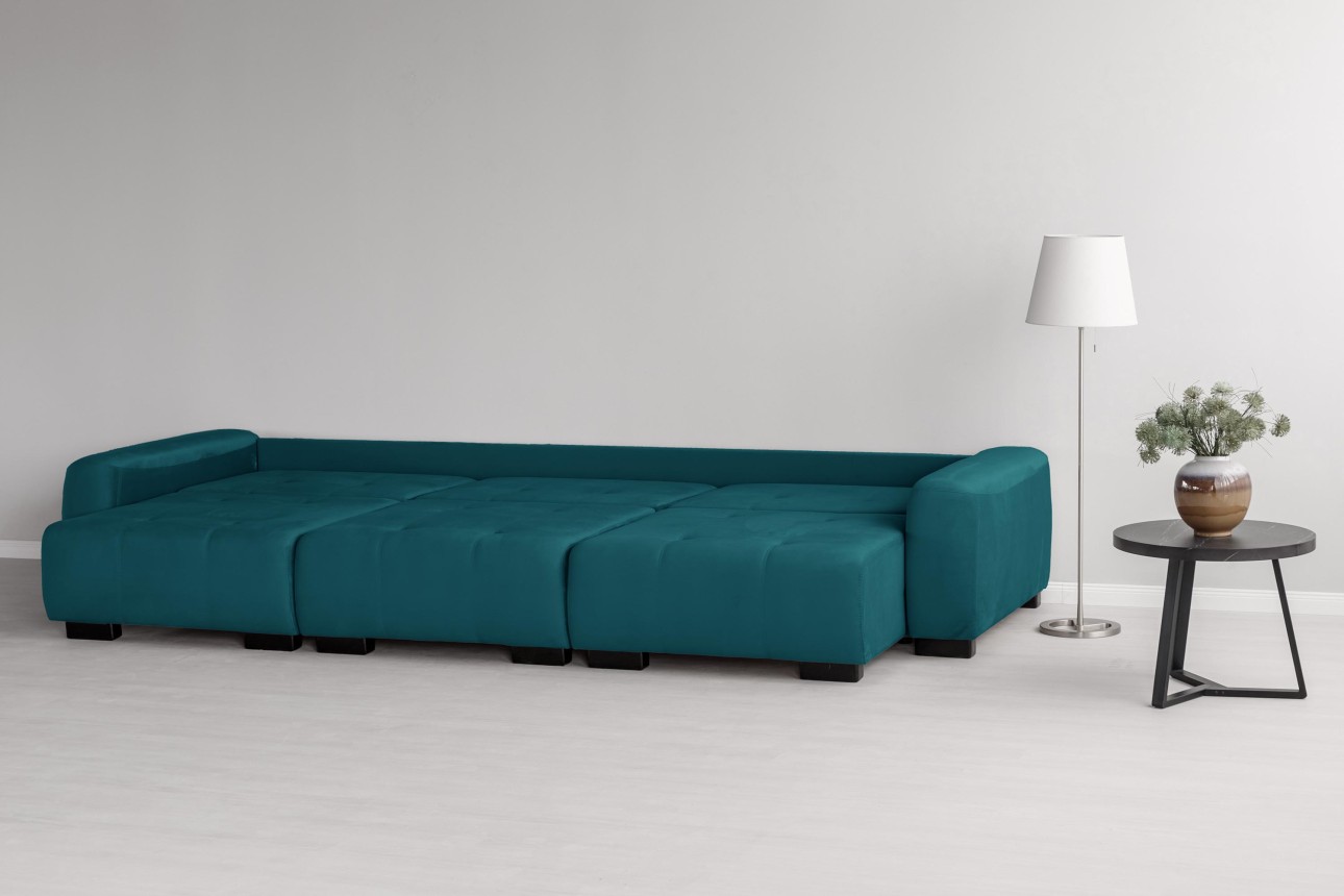 Canapea modulară KING 3 (1000), cu lada depozitare, 3570x1200x750 mm, spațiu de dormit 3050x1600 mm.