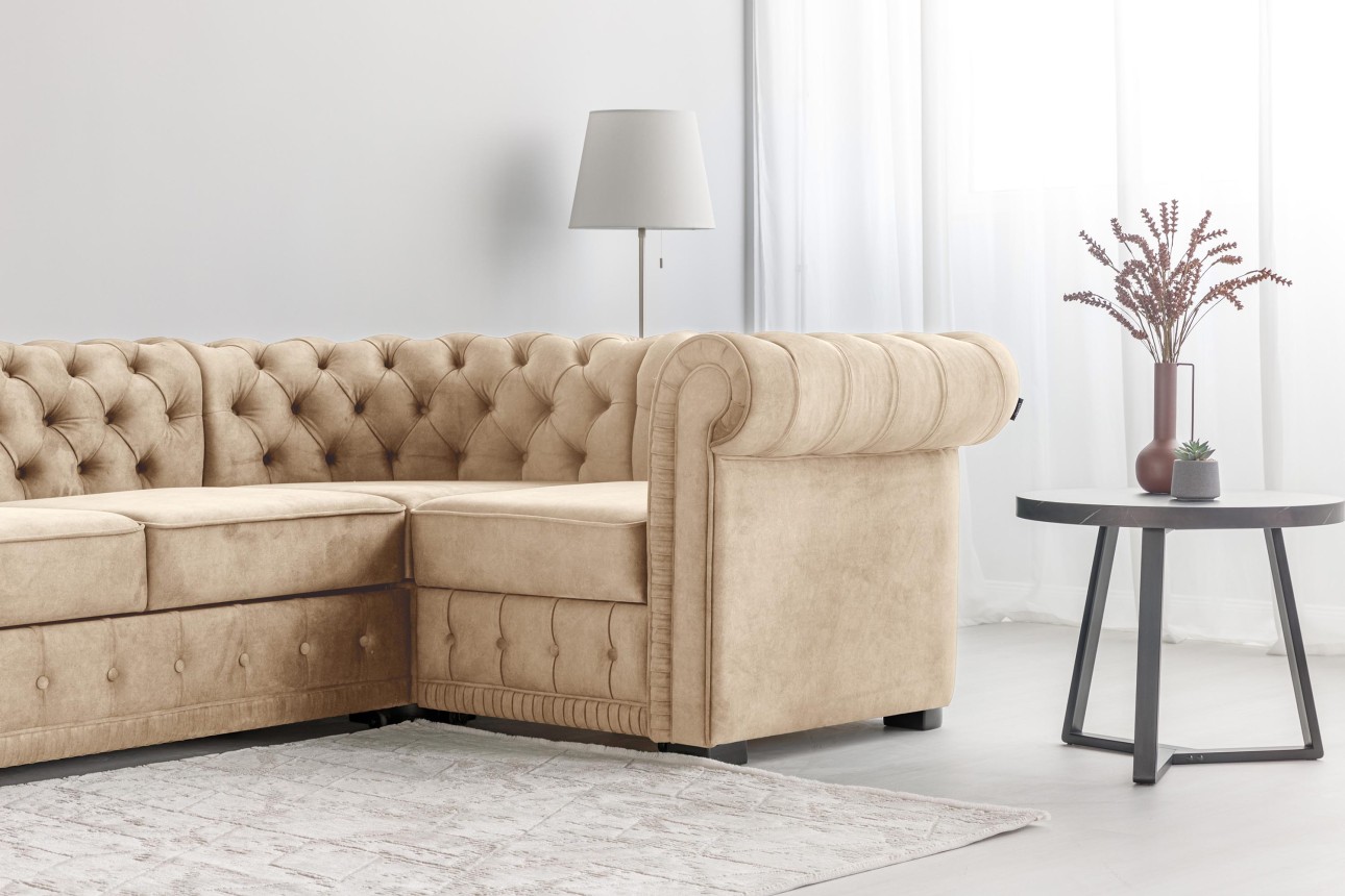 Colțar extensibil PRINCESS 2, 2530x1800x810 mm, spațiu de dormit 1950x1300 mm.