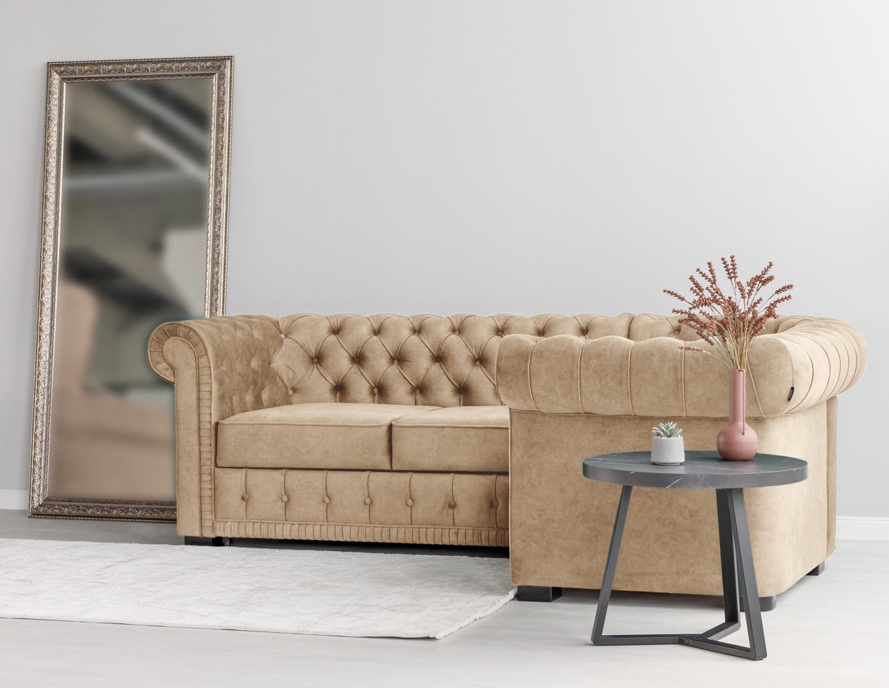 Colțar extensibil PRINCESS 2, 2530x1800x810 mm, spațiu de dormit 1950x1300 mm.