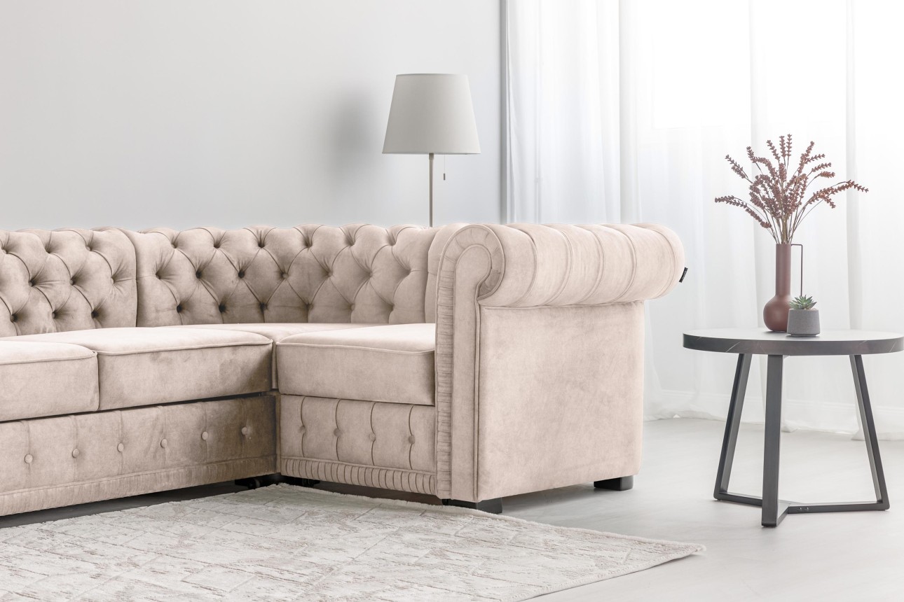 Colțar extensibil PRINCESS 2, 2530x1800x810 mm, spațiu de dormit 1950x1300 mm.