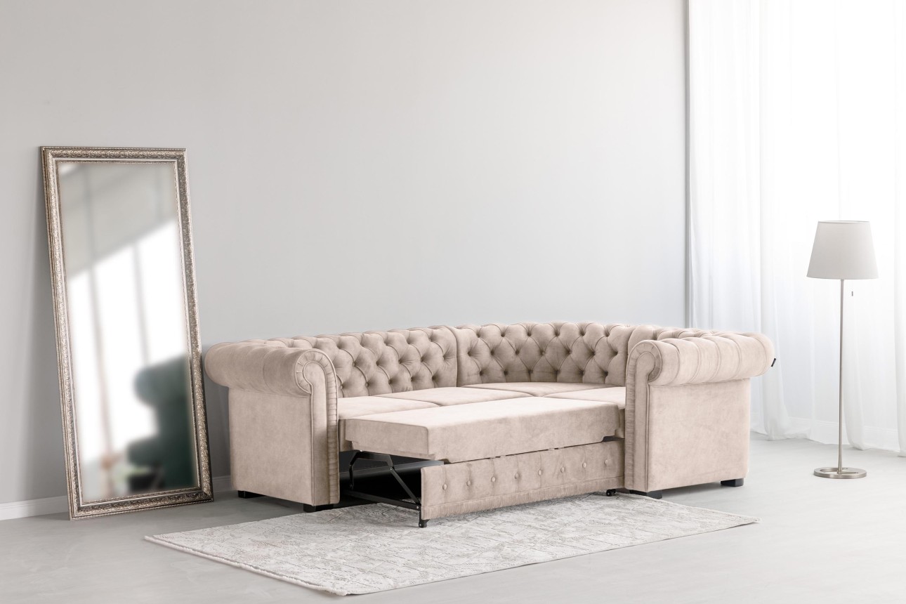 Colțar extensibil PRINCESS 2, 2530x1800x810 mm, spațiu de dormit 1950x1300 mm.
