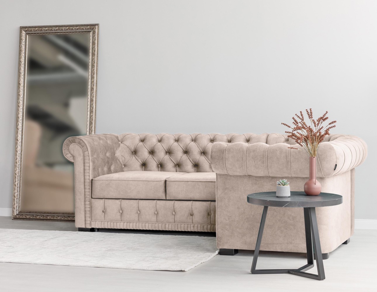 Colțar extensibil PRINCESS 2, 2530x1800x810 mm, spațiu de dormit 1950x1300 mm.