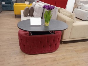 Masă de cafea cu blat rabatabil PRINCESS, stil Chesterfield, cu spatiu de depozitare, 680x1060x500 mm.