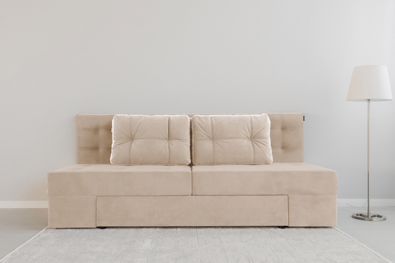 Canapea extensibilă MADRID, cu ladă de depozitare, noptiere integrate, mecanism de extindere „foarfece”, 2350x1050x1000 mm, spațiu de dormit 1550x2050 mm.