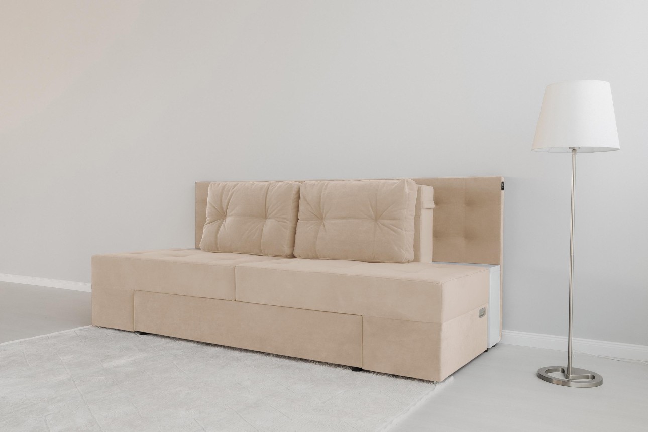 Canapea extensibilă MADRID, cu ladă de depozitare, noptiere integrate, mecanism de extindere „foarfece”, 2350x1050x1000 mm, spațiu de dormit 1550x2050 mm.