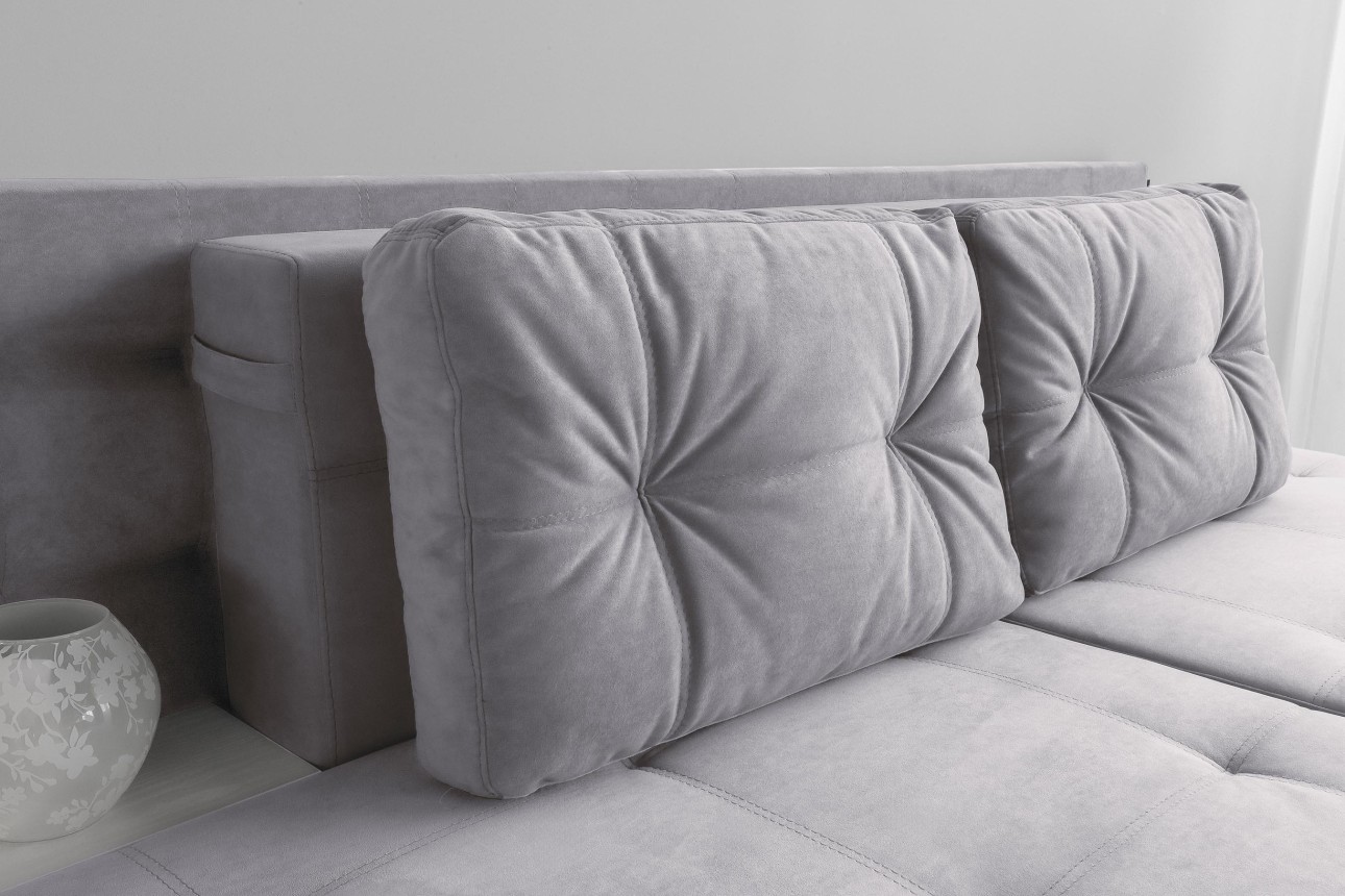Canapea extensibilă MADRID, cu ladă de depozitare, noptiere integrate, mecanism de extindere „foarfece”, 2350x1050x1000 mm, spațiu de dormit 1550x2050 mm.