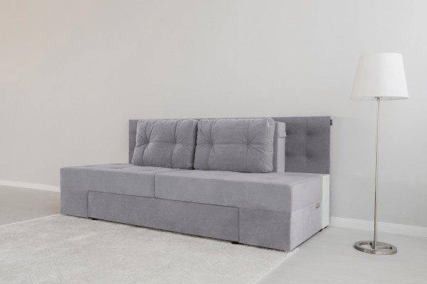 Canapea extensibilă MADRID, cu ladă de depozitare, noptiere integrate, mecanism de extindere „foarfece”, 2350x1050x1000 mm, spațiu de dormit 1550x2050 mm.
