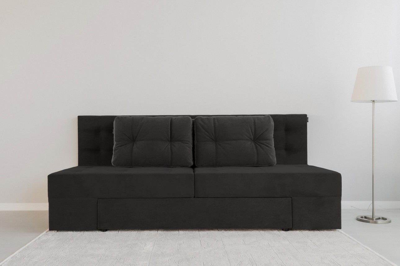 Canapea extensibilă MADRID, cu ladă de depozitare, noptiere integrate, mecanism de extindere „foarfece”, 2350x1050x1000 mm, spațiu de dormit 1550x2050 mm.
