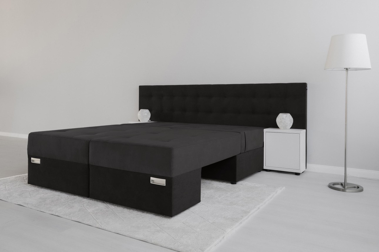 Canapea extensibilă MADRID, cu ladă de depozitare, noptiere integrate, mecanism de extindere „foarfece”, 2350x1050x1000 mm, spațiu de dormit 1550x2050 mm.