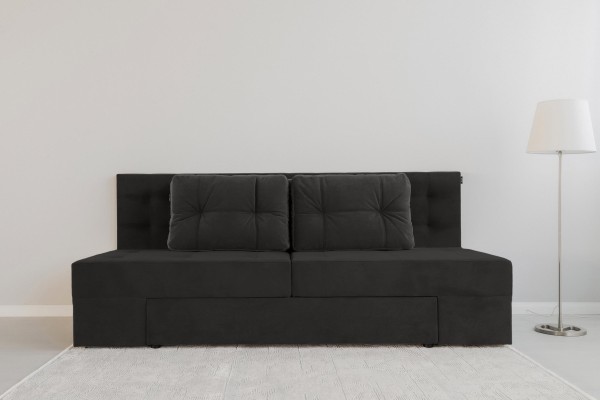 Canapea extensibilă MADRID, cu ladă de depozitare, noptiere integrate, mecanism de extindere „foarfece”, 2350x1050x1000 mm, spațiu de dormit 1550x2050 mm.