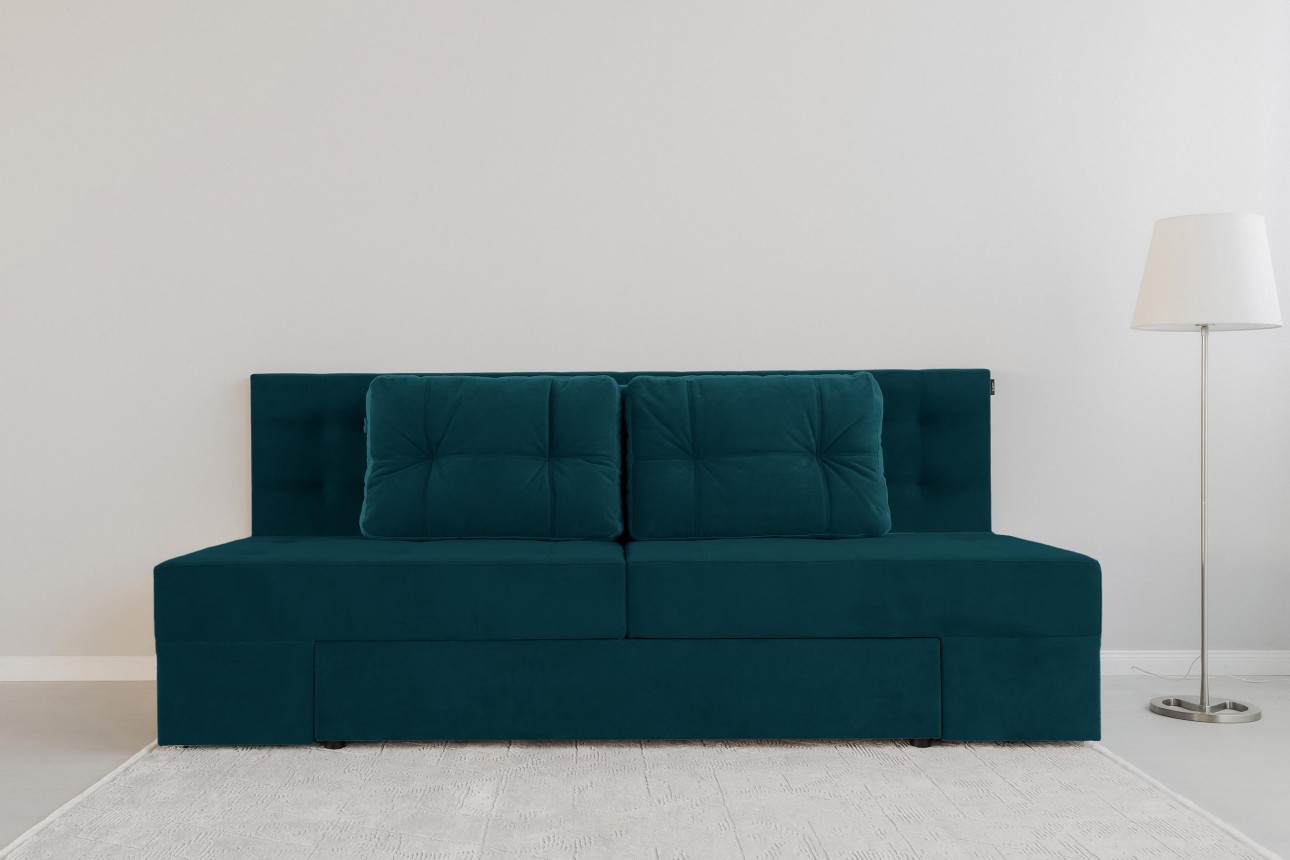Canapea extensibilă MADRID, cu ladă de depozitare, noptiere integrate, mecanism de extindere „foarfece”, 2350x1050x1000 mm, spațiu de dormit 1550x2050 mm.