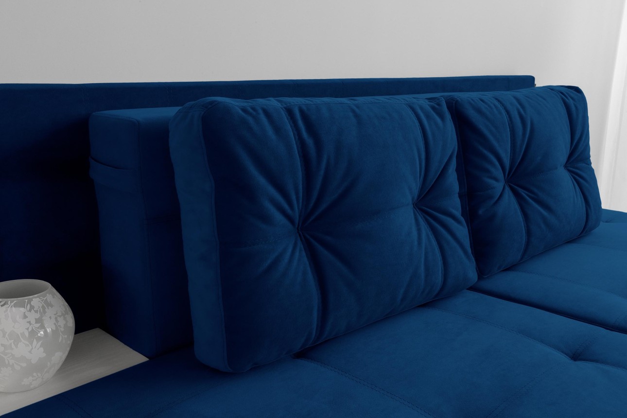 Canapea extensibilă MADRID, cu ladă de depozitare, noptiere integrate, mecanism de extindere „foarfece”, 2350x1050x1000 mm, spațiu de dormit 1550x2050 mm.