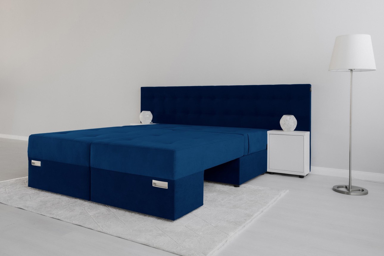 Canapea extensibilă MADRID, cu ladă de depozitare, noptiere integrate, mecanism de extindere „foarfece”, 2350x1050x1000 mm, spațiu de dormit 1550x2050 mm.