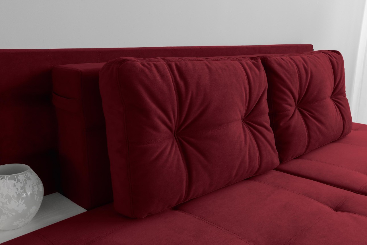 Canapea extensibilă MADRID, cu ladă de depozitare, noptiere integrate, mecanism de extindere „foarfece”, 2350x1050x1000 mm, spațiu de dormit 1550x2050 mm.
