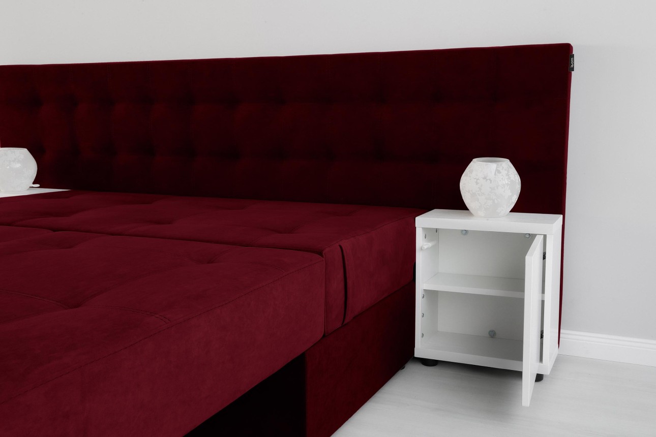 Canapea extensibilă MADRID, cu ladă de depozitare, noptiere integrate, mecanism de extindere „foarfece”, 2350x1050x1000 mm, spațiu de dormit 1550x2050 mm.
